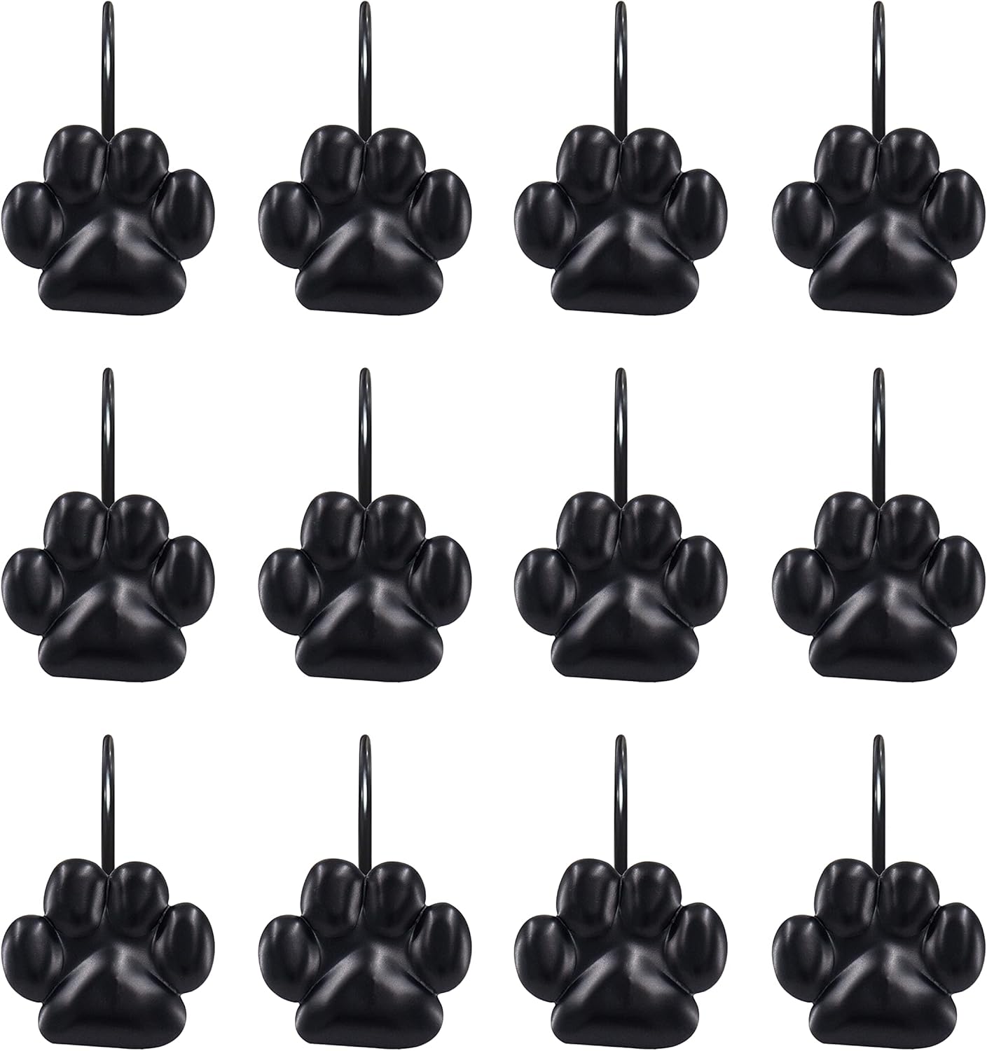 Rust-Proof Paw Print Shower Hooks - Set of 12
