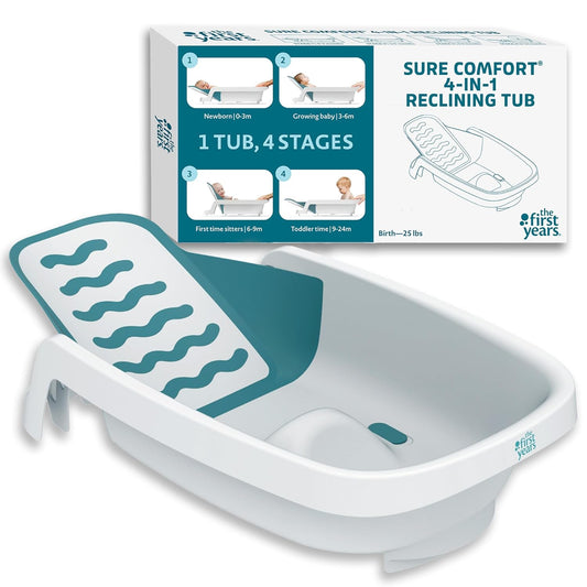 4-in-1 Reclining Baby Bathtub for Newborn to Toddler Comfort