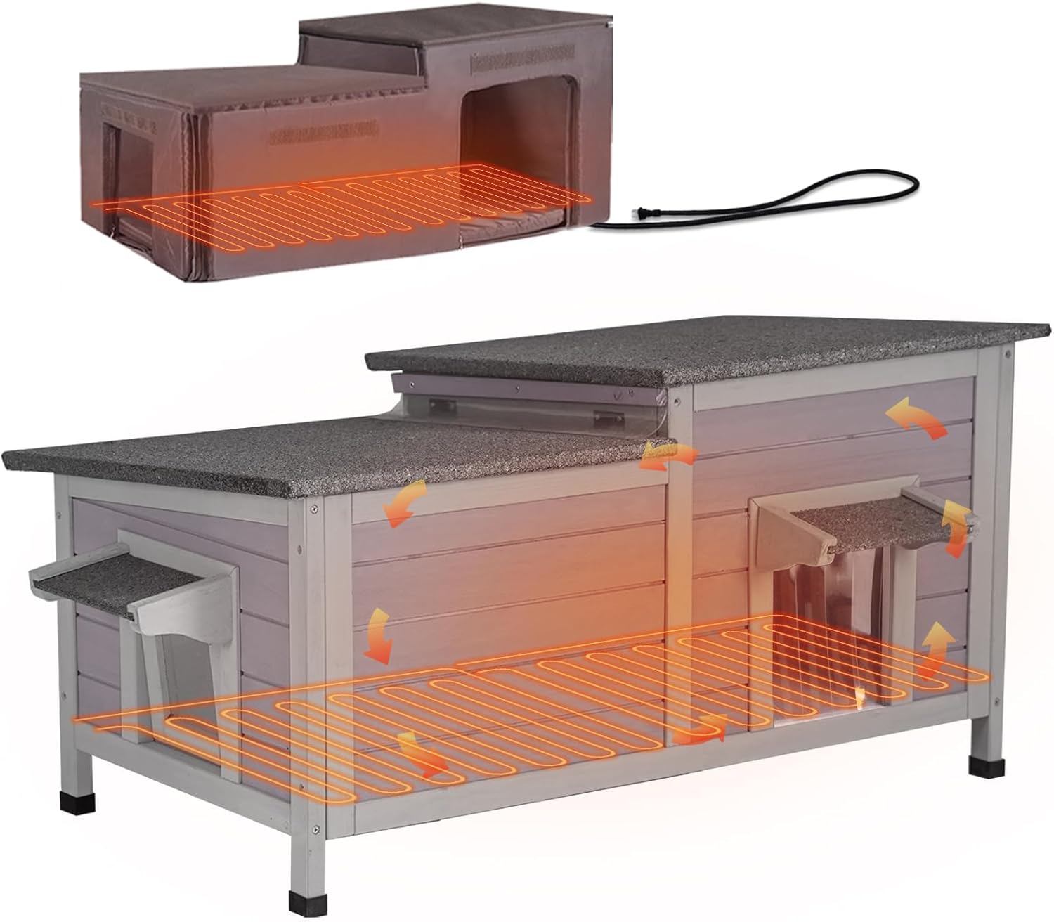Aivituvin Heated Cat House for Outdoor Cats with Insulation