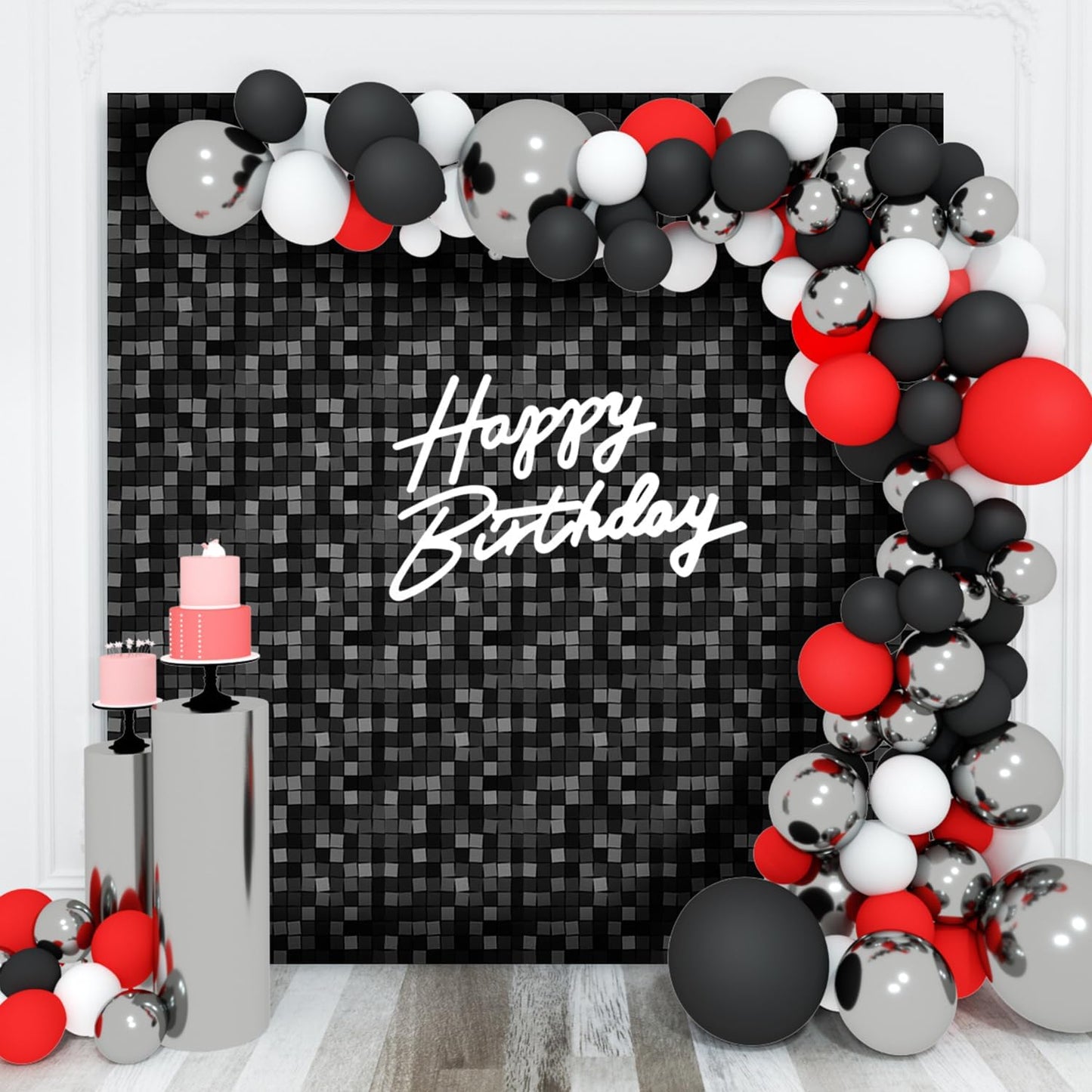 Shimmer Wall Backdrop Black Square Sequin Panel for Events