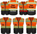 Safety Vest Customize Logo with 5 Pockets & Zipper - High (Style X1K5)