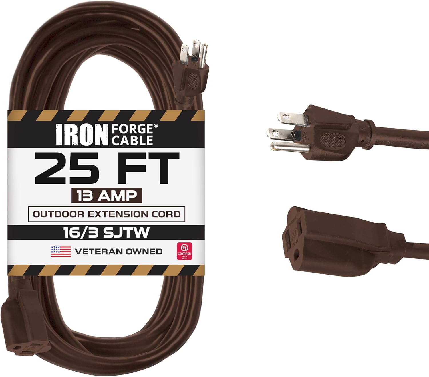 Iron Forge Cable 25 ft Brown Outdoor Extension Cord for All Tasks
