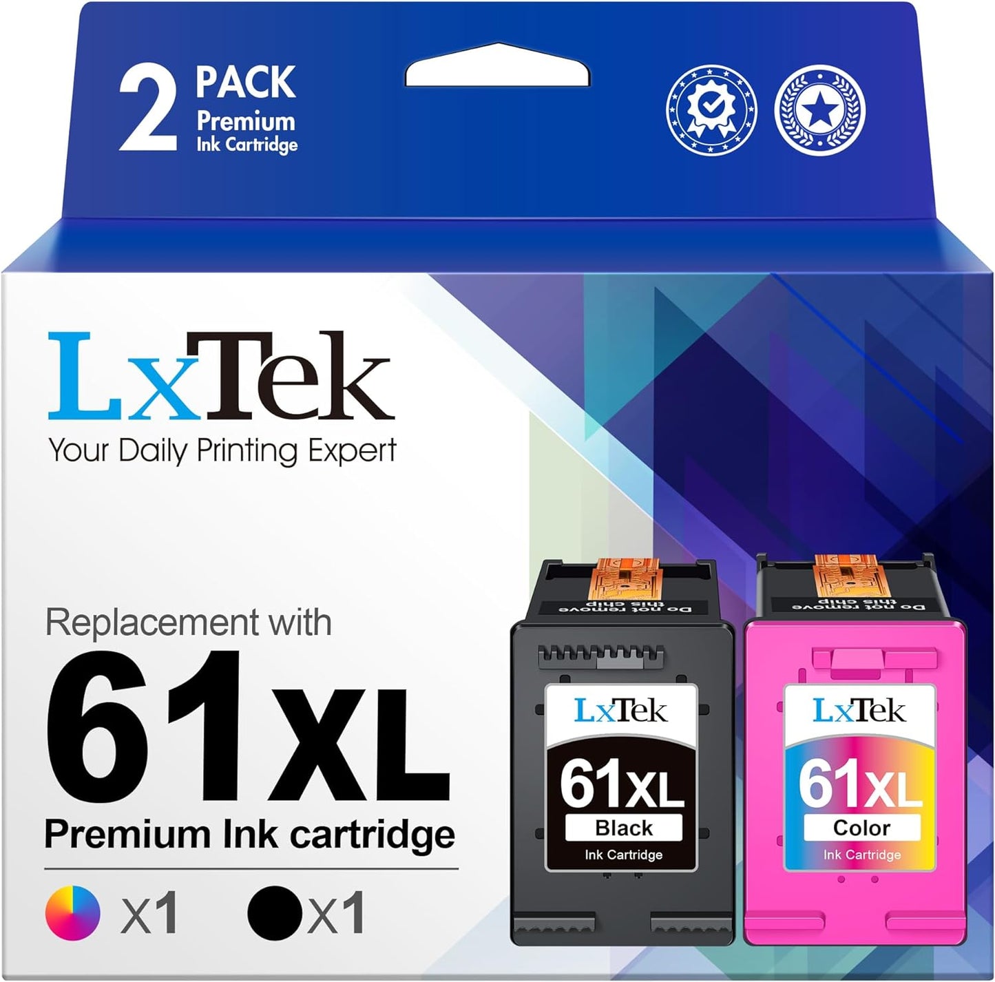 LxTek Remanufactured Ink Cartridge for HP 61XL - High Yield