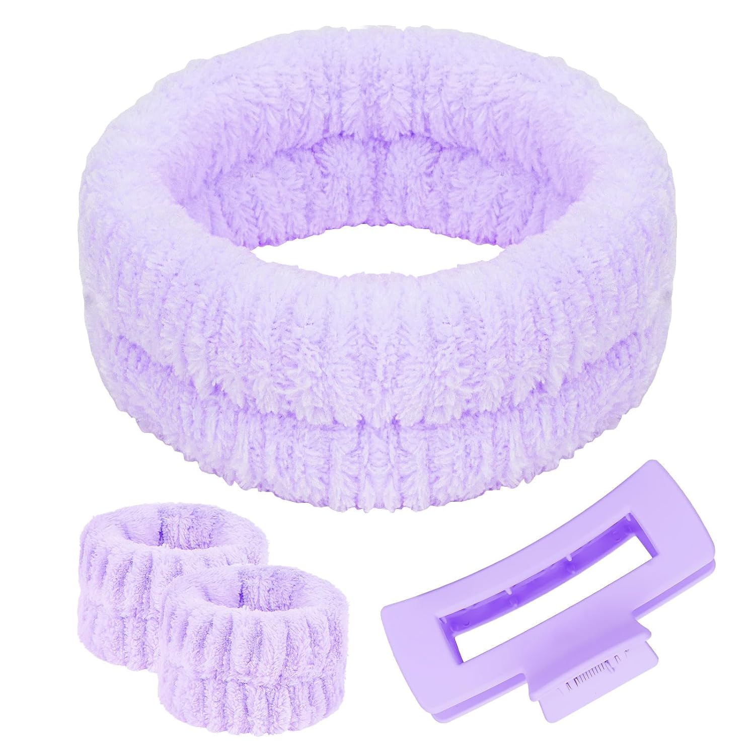 4Pcs Purple Spa Headband Set - Ultimate Skincare Luxury!