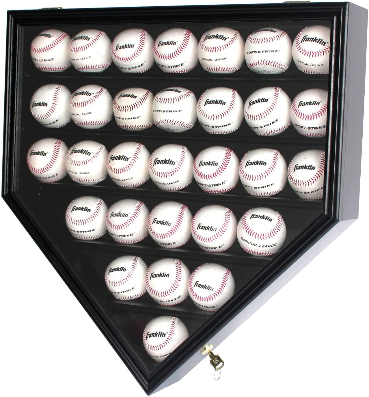 DisplayGifts Baseball Display Case Frame for 30 Balls, Black