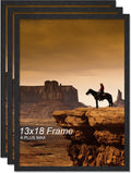 A PLUS MAX 13x18 Picture Frame Set of 3 - Lightweight Black Wood-Grain