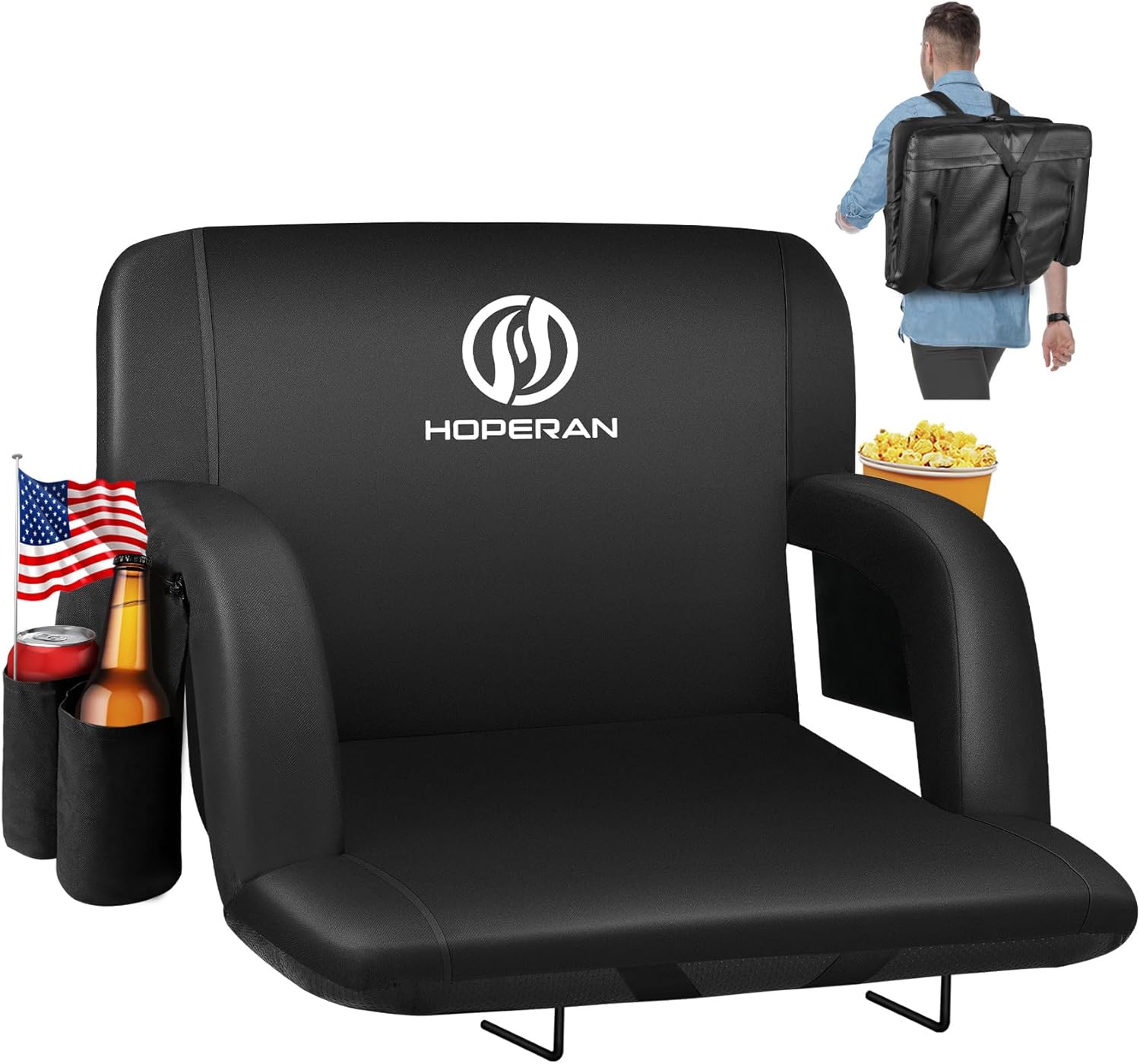HOPERAN Stadium Seats for Bleachers with Back Support and Cushion
