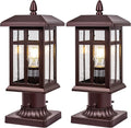 Bronze Post Light 2 Packs - Hardwired Waterproof Pier Mount Lantern