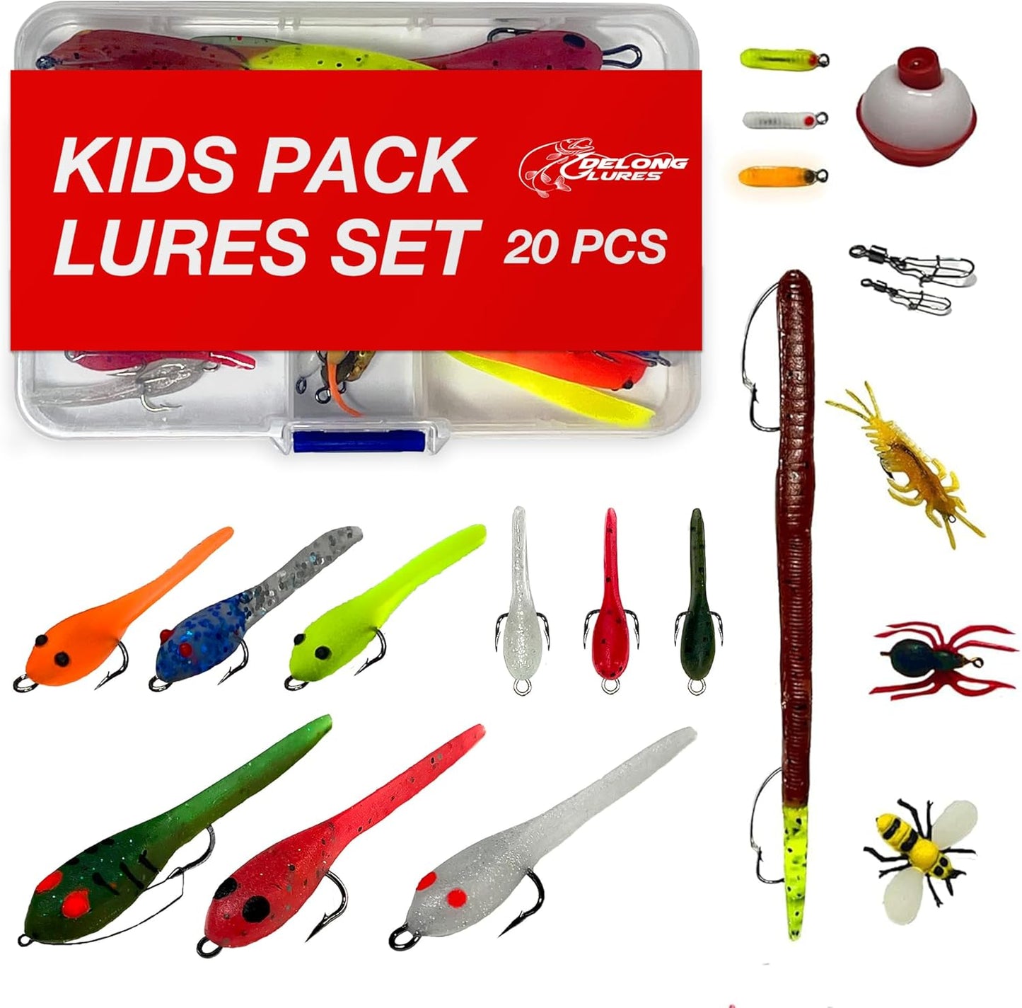 Delong Kids Fishing Lures Kit - Easy to Use Soft Baits