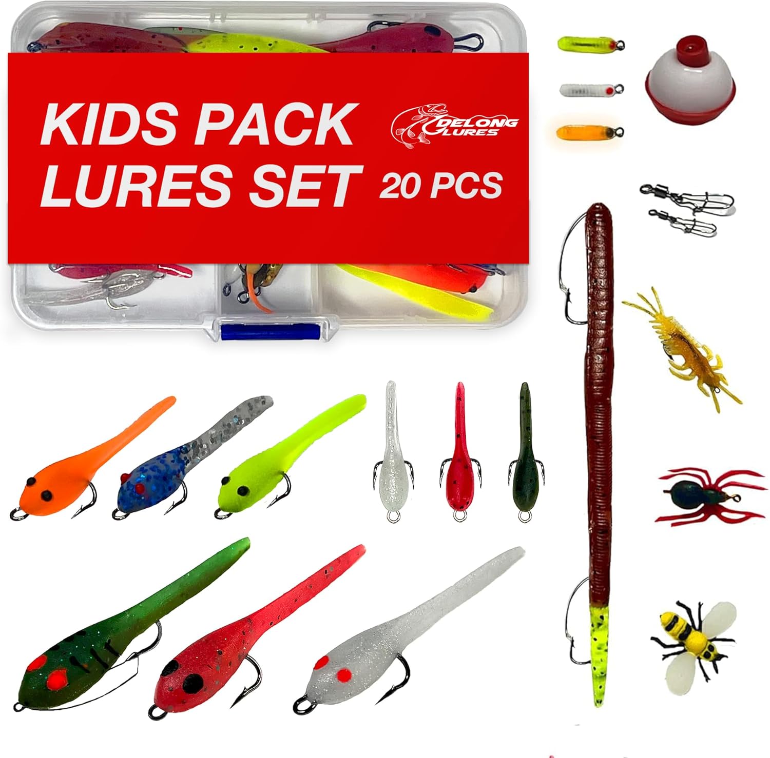 Delong Kids Fishing Lures Kit - Easy to Use Soft Baits