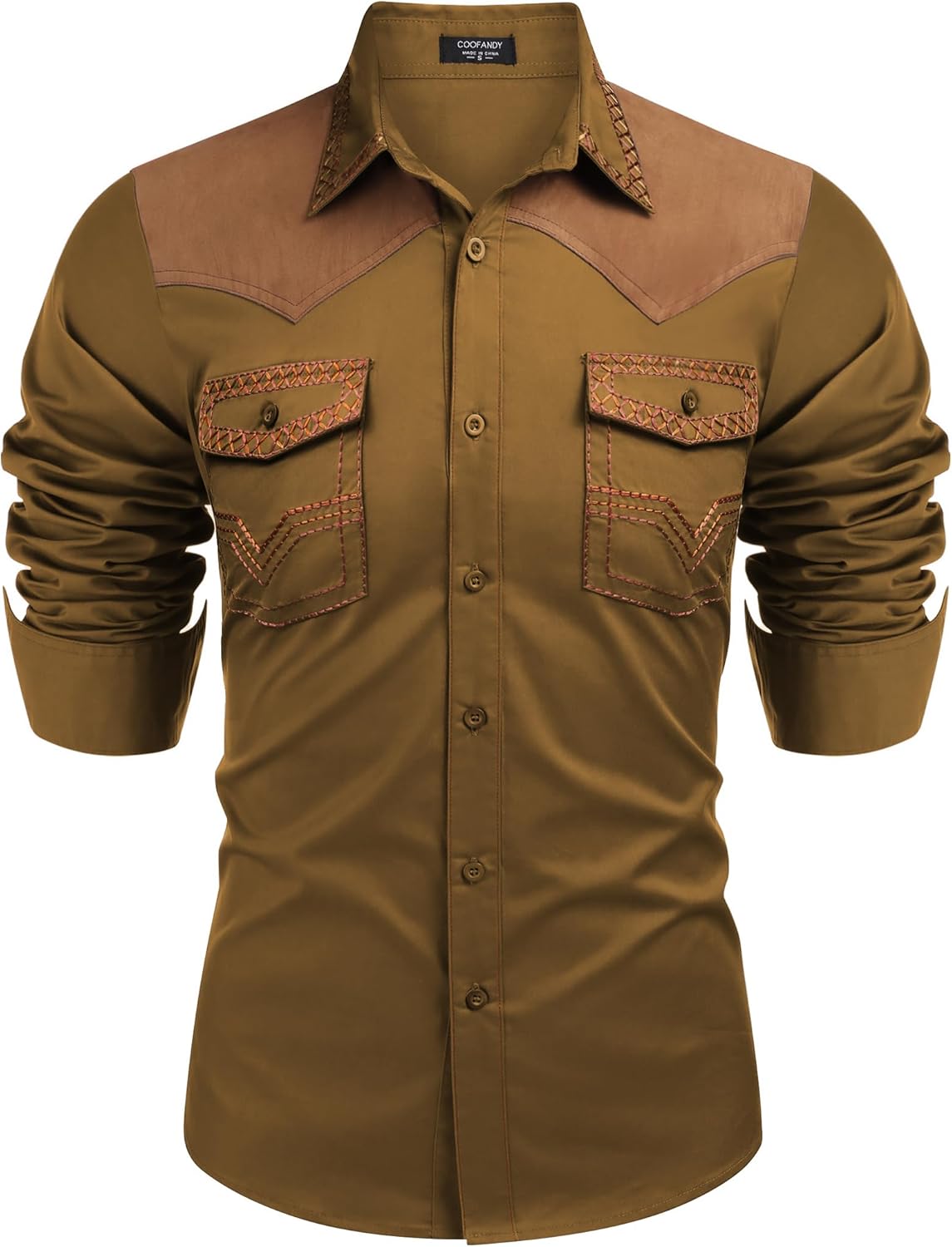 Stylish COOFANDY Men's Western Cowboy Shirt for Casual Wear