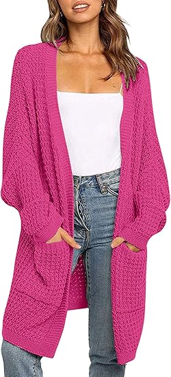 ZESICA Women's 2023 Fall Long Batwing Sleeve Open Front Cardigan