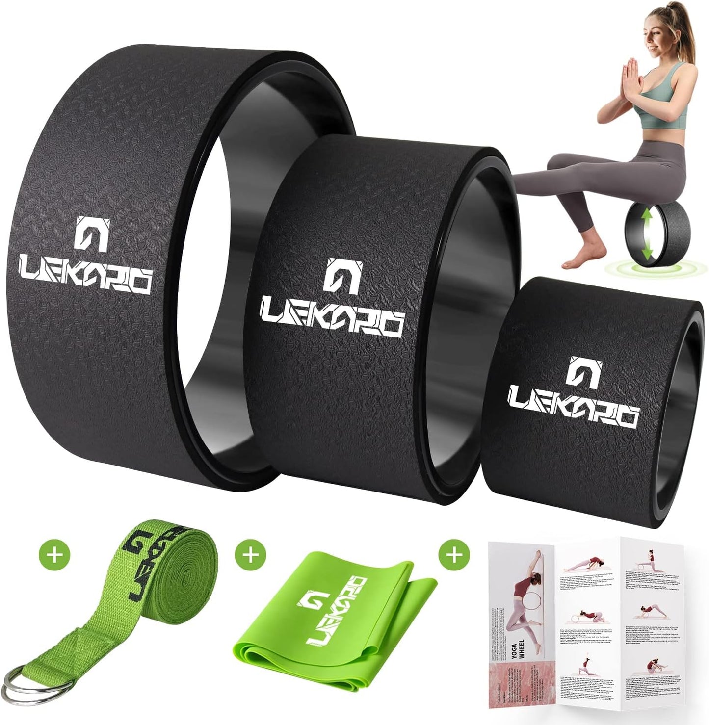 LEKRO Yoga Wheel Set - Pain Relief & Flexibility Boost, Deep Tissue Massage