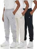 Boys Fleece Jogger 3 Pack - Soft Cotton Blend Sweatpants Balance