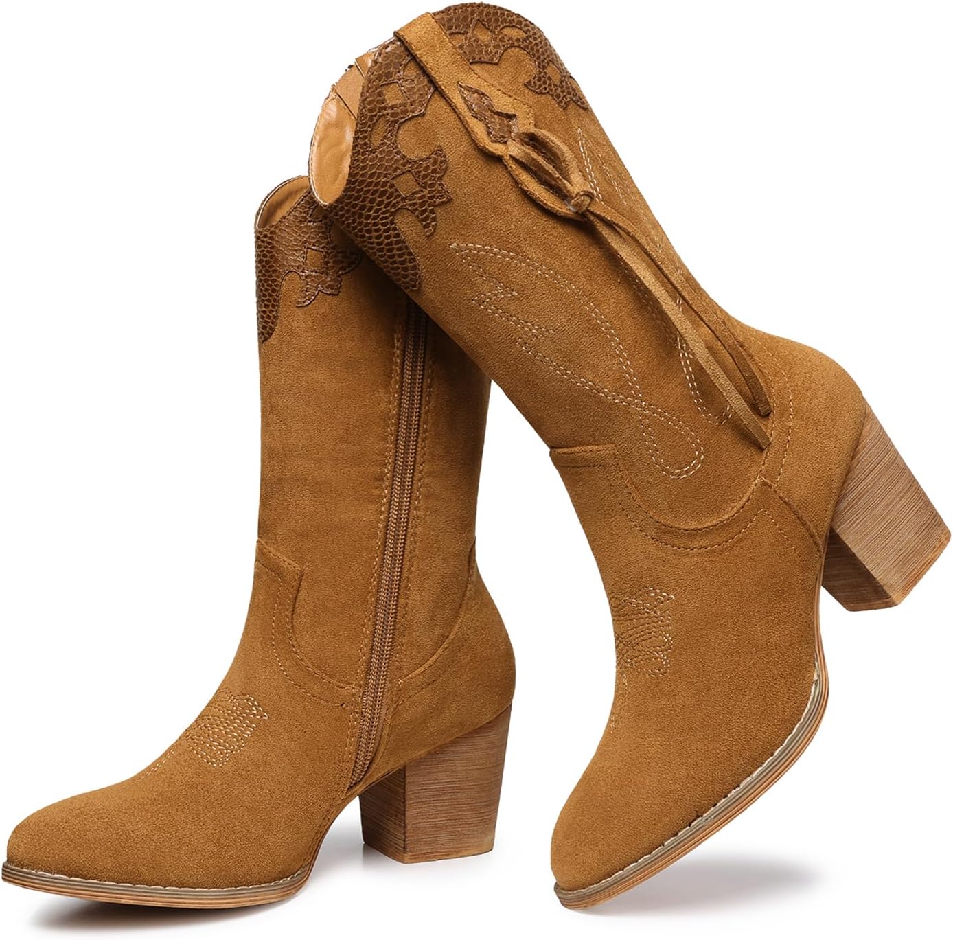Stylish Cowboy Cowgirl Boots for Women: High Heel Suede Booties