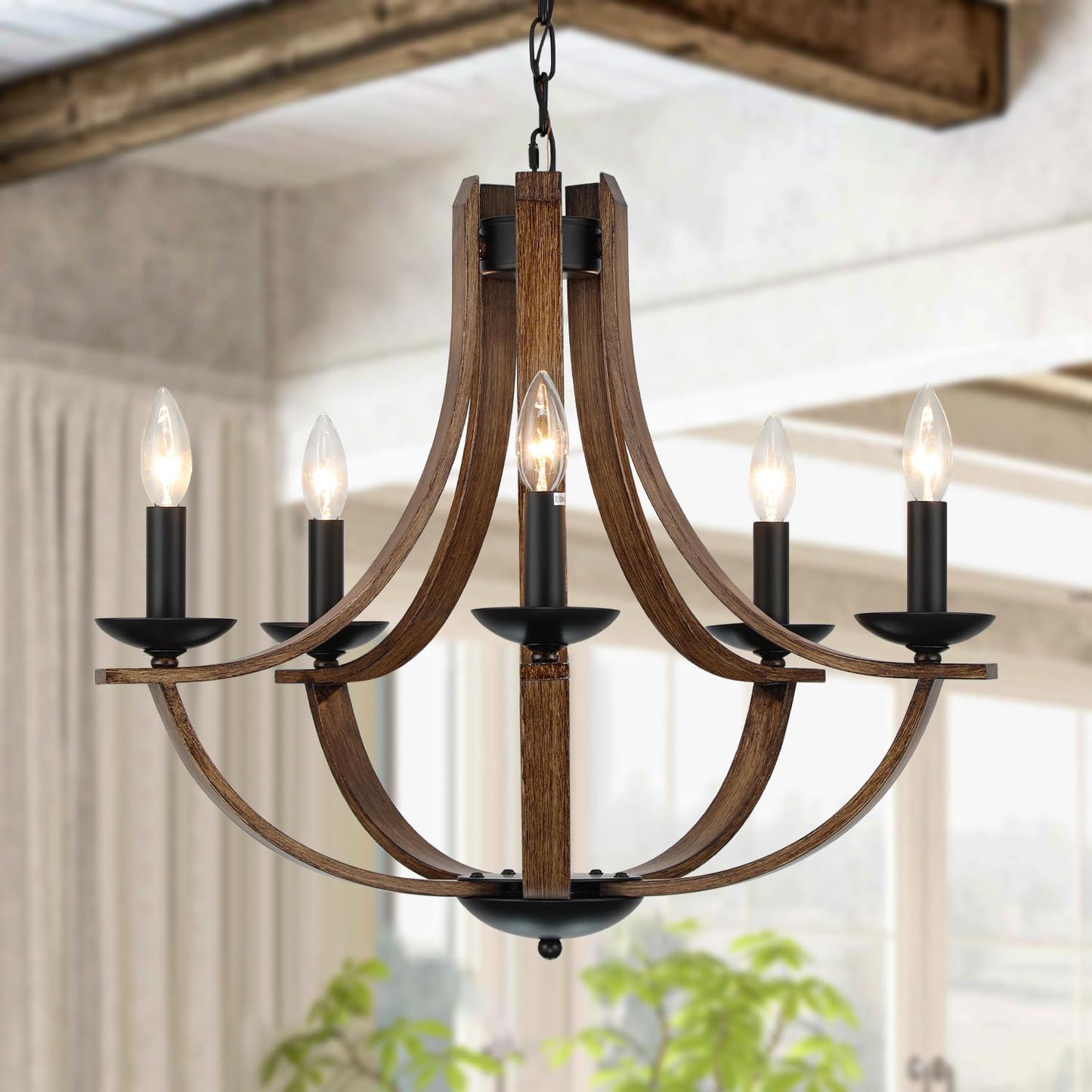 Farmhouse Chandeliers for Dining Room Light Fixture - Rustic Design