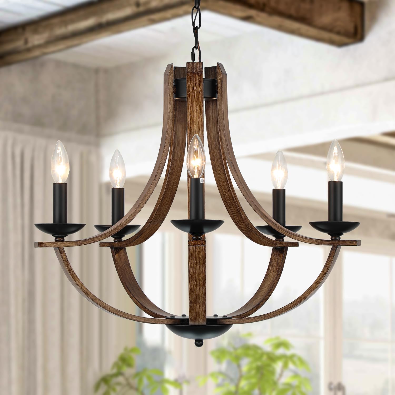 Farmhouse Chandeliers for Dining Room Light Fixture - Rustic Design