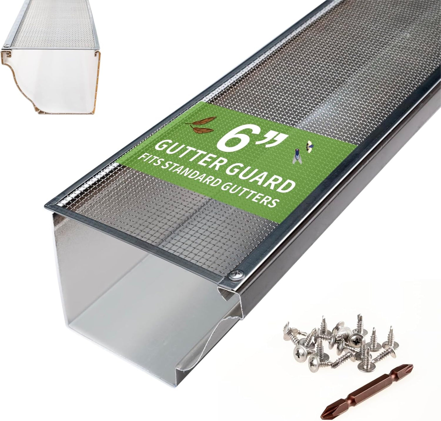 Gutter Guard 100% Stainless Steel Heavy-Duty Mesh for 6in Gutters