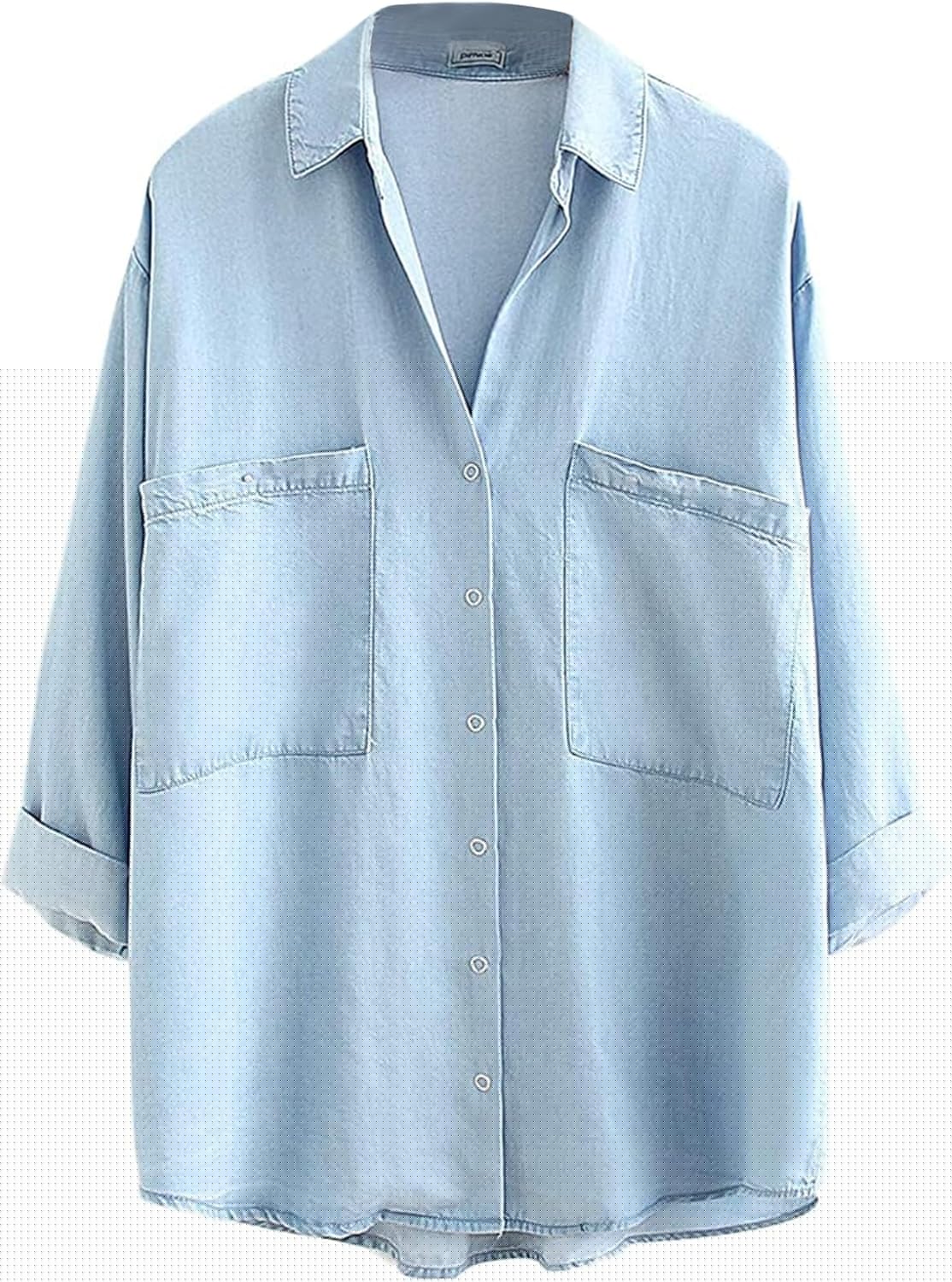 Yimoon Womens Denim Shirt Chambray Blue Button Down Top