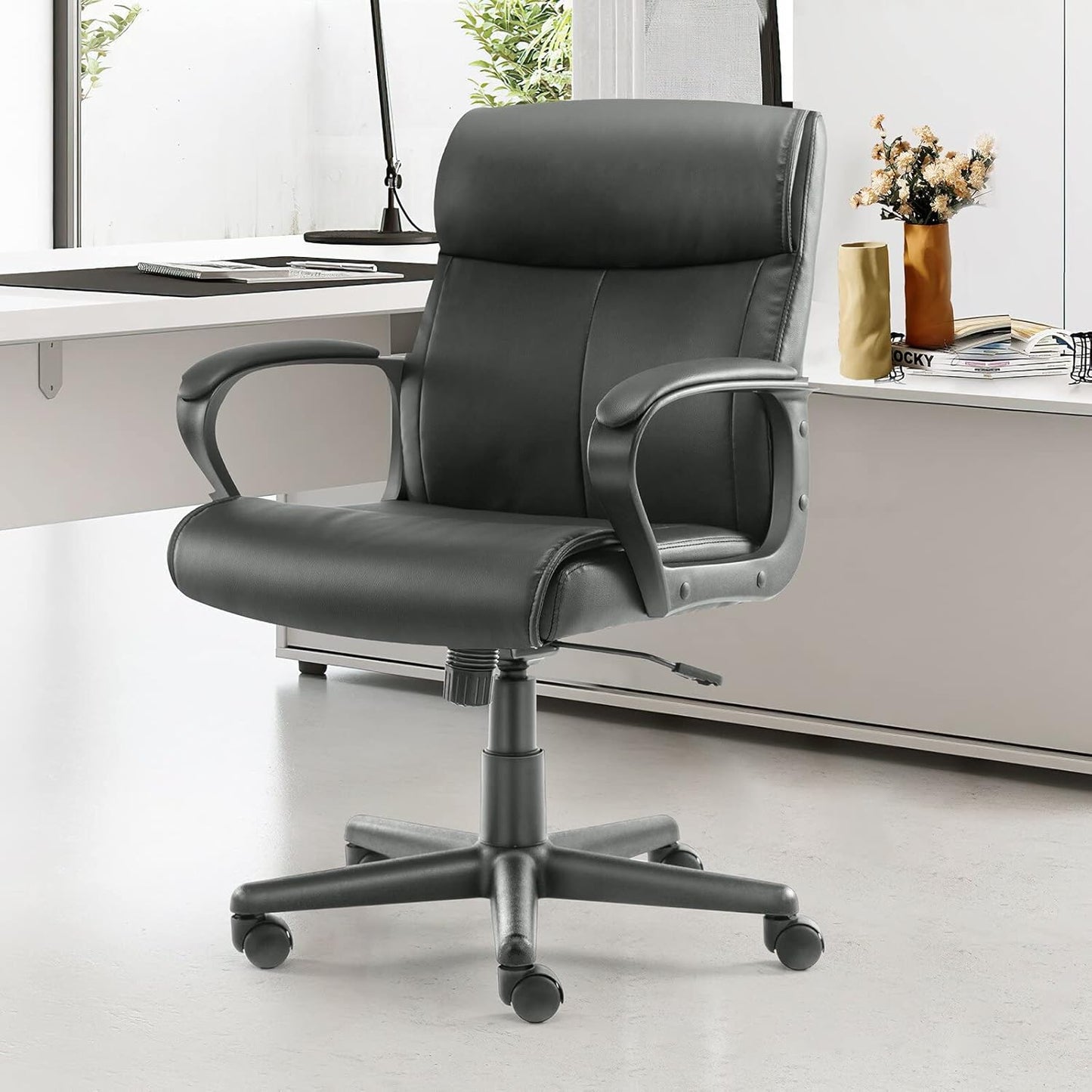 ComfortMax Ergonomic Office Chair - 360 Swivel, Adjustable Height, PU Leather