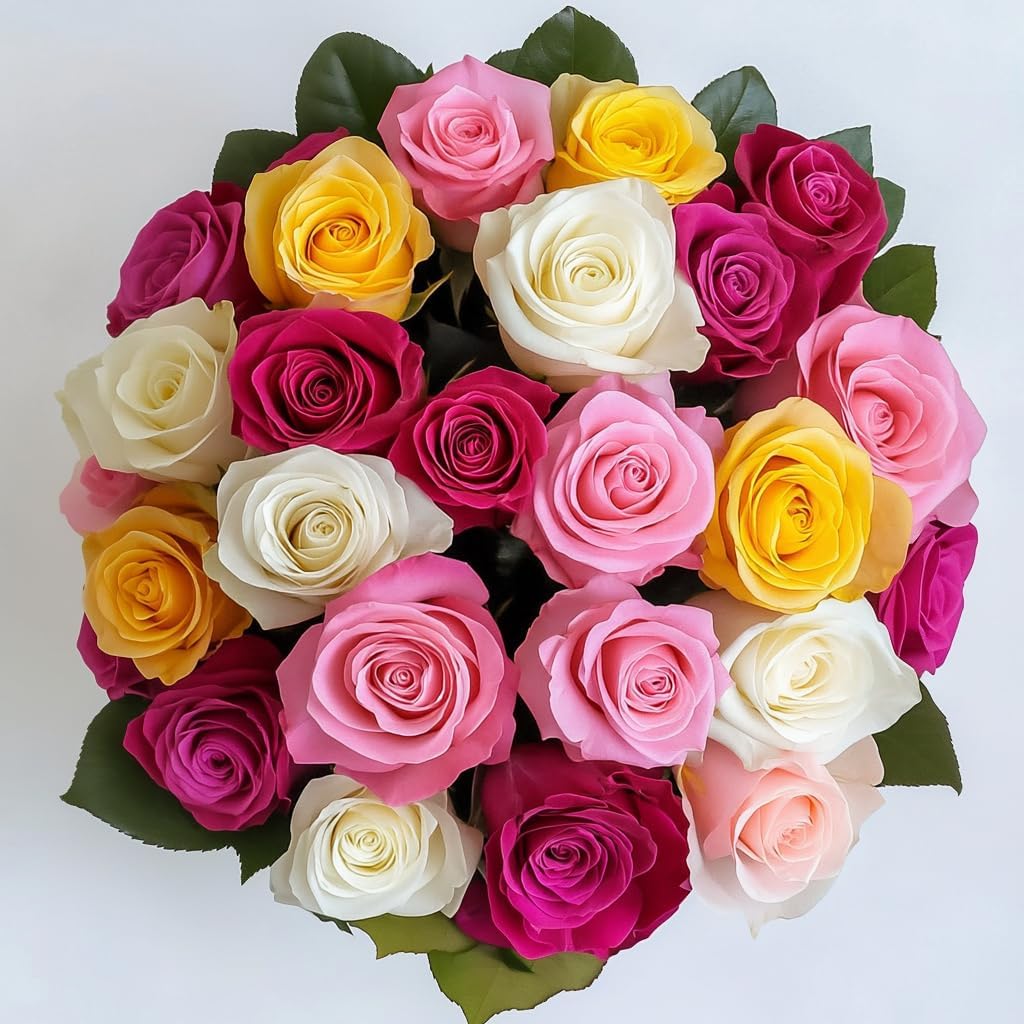 24 Assorted Roses Bouquet - Fresh Flowers for Special Occasions