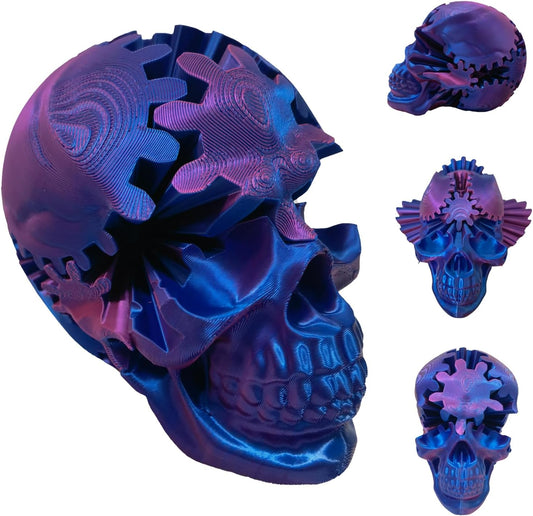 3D Printed Gear Skull Fidget Ball - Stress Relief!