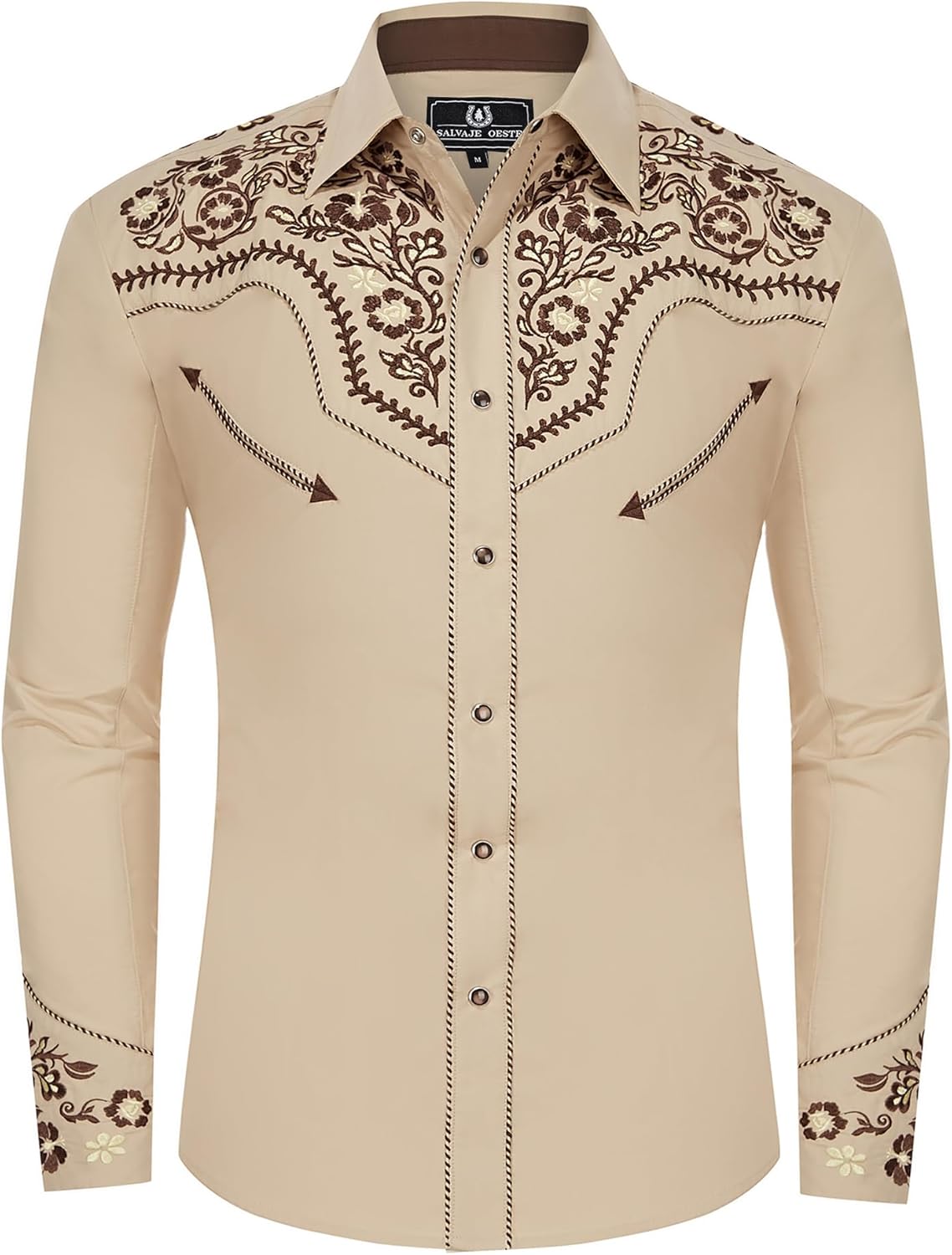 Western Embroidered Cowboy Shirts for Men with Floral Design