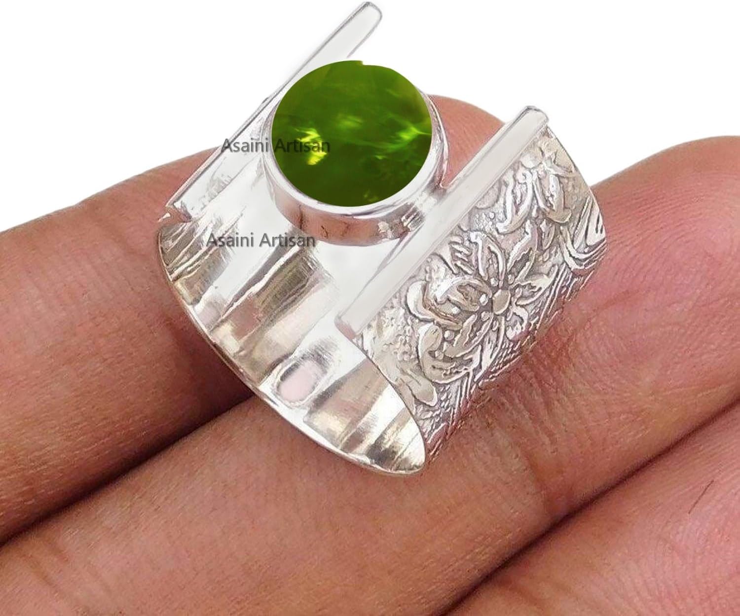 7MM Round Gemstone 925 Sterling Silver Floral Gift Ring