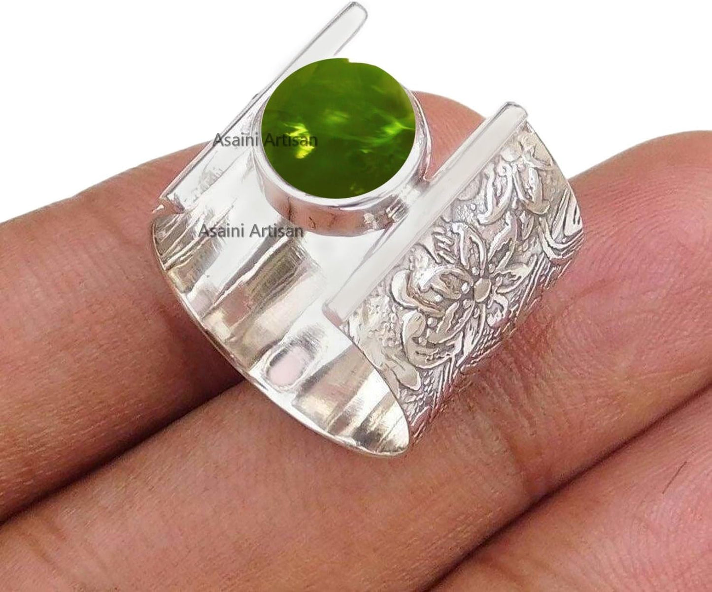 7MM Round Gemstone Sterling Silver Floral Gift Ring for Women