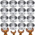16 Pcs 8 Cup Metal Dog Bowls Stainless Steel - Durable Feeding Set