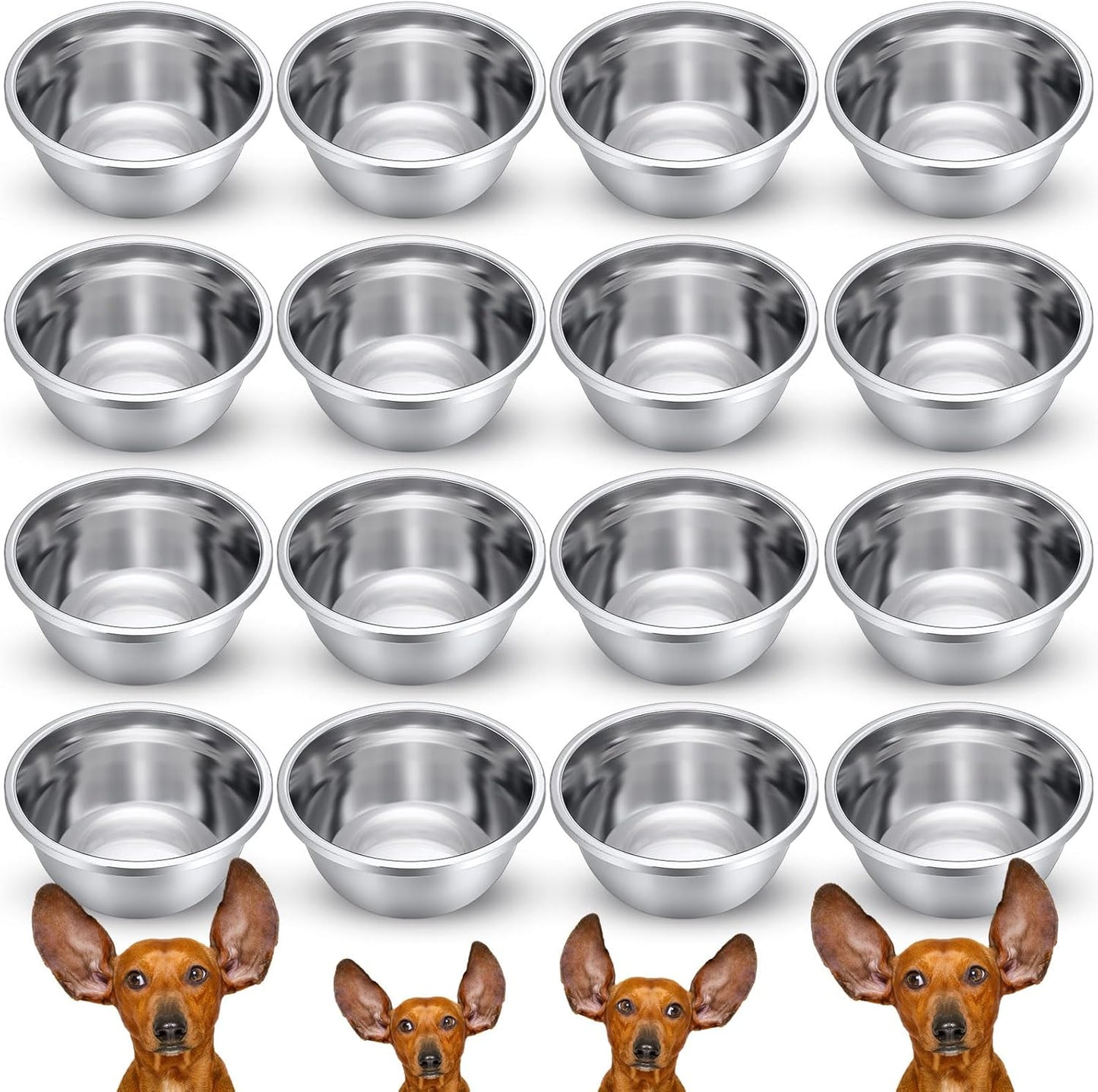 16 Pcs Stainless Steel Dog Bowls for Medium Large Dogs Cats
