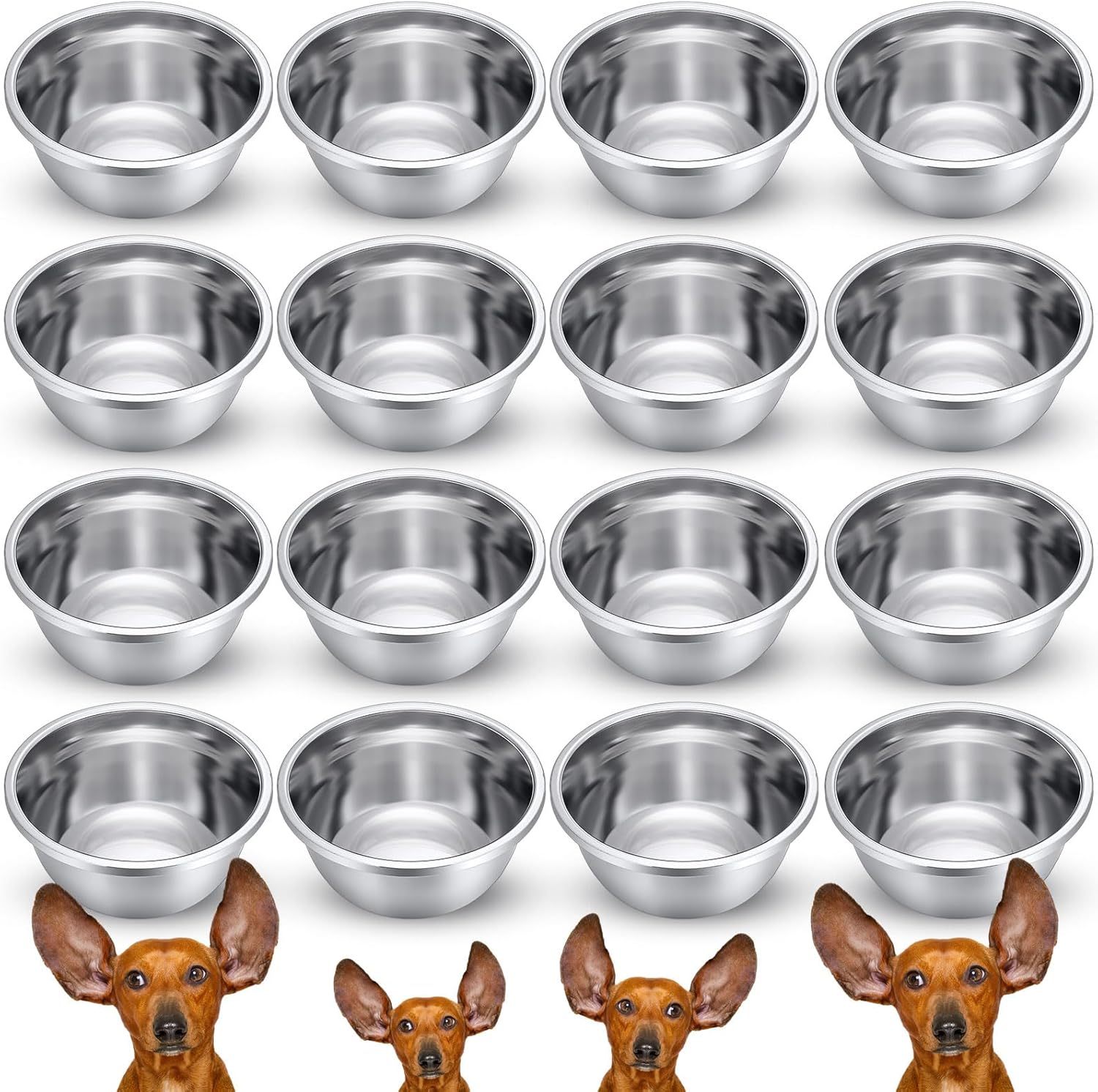 16 Pcs Stainless Steel Dog Bowls for Medium Large Dogs Cats