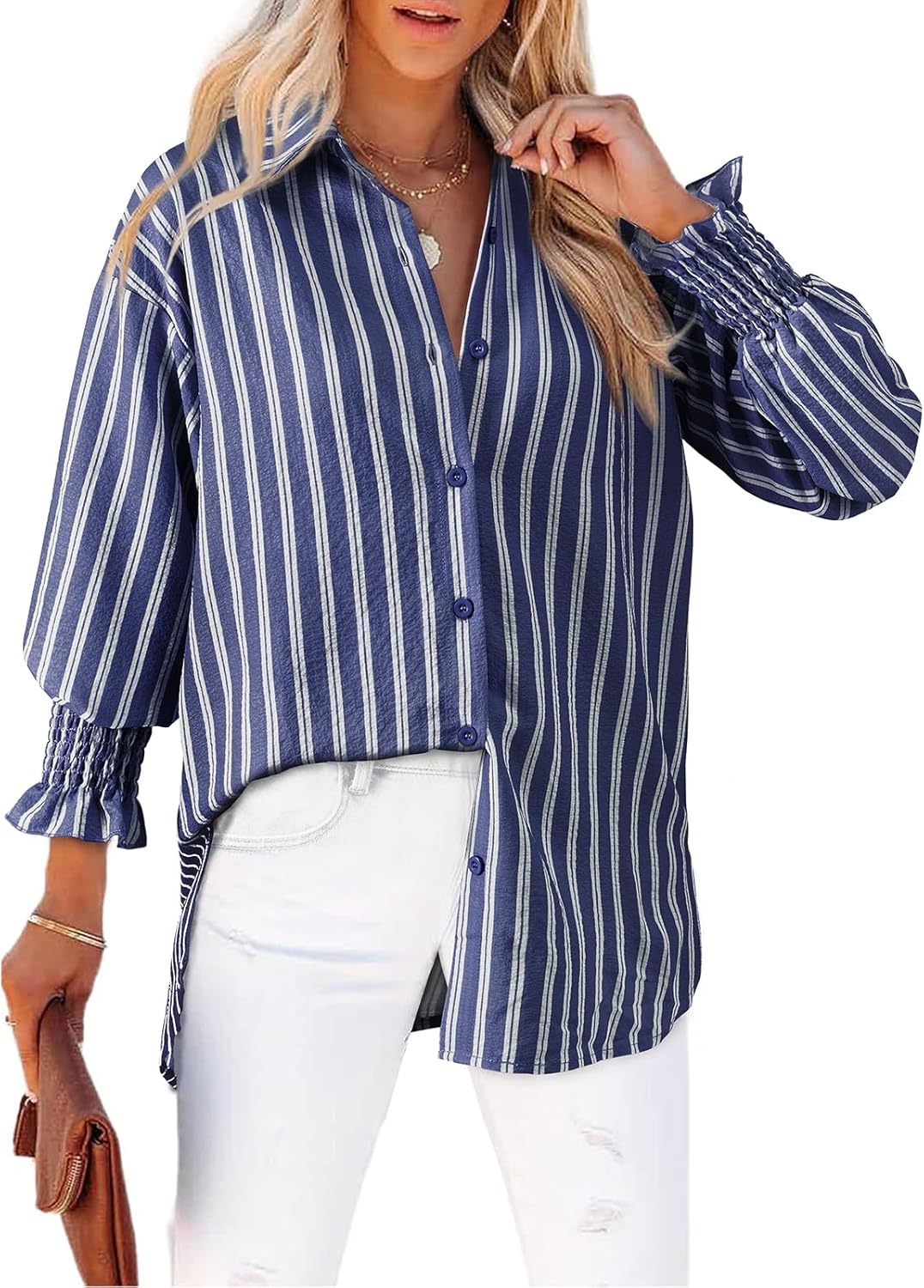 Women's Striped Button Down Shirt for Stylish Casual Wear