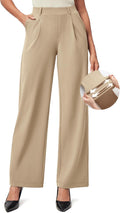 IUGA Womens Wide Leg Pull On Dress Pants - Comfortable Workwear