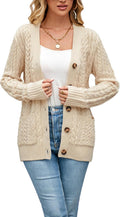 Womens Cardigan Sweaters Cable Knit Chunky Open Front - Cozy Fit