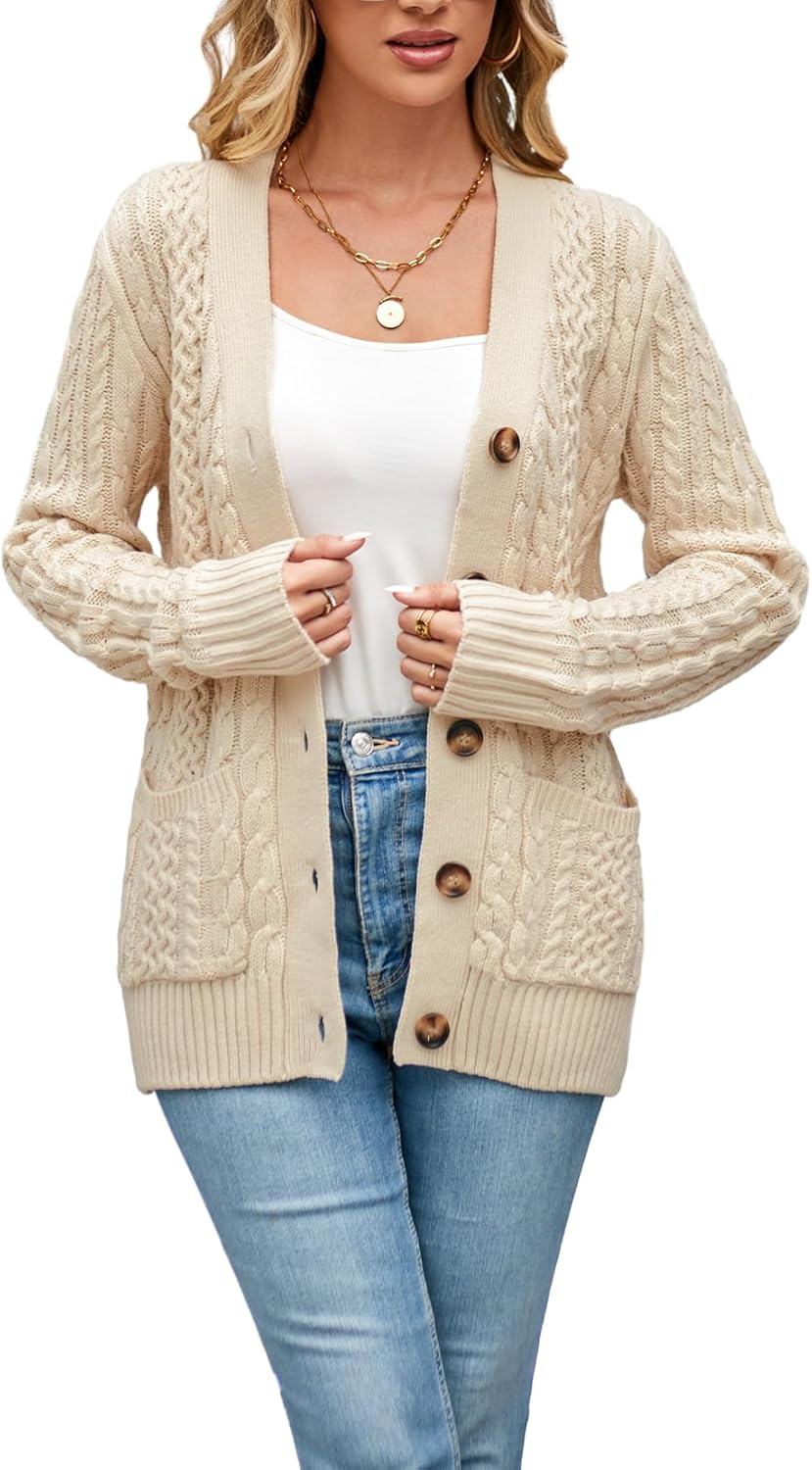 Womens Cardigan Sweaters for Fall Winter with Pockets and Style