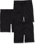 Boys' Woven Flat-Front Shorts Pack of 3 for School Uniforms