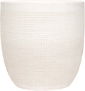 Large Matte White Embossed Stoneware Planter - Minimalist Texture