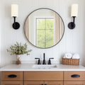 DUMOS Black Circle Mirror 24 in Round Wall Mirror - Sleek Brushed
