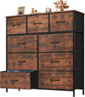 OLIXIS 9 Drawer Fabric Storage Dresser with Wood Top - Wide Organizer