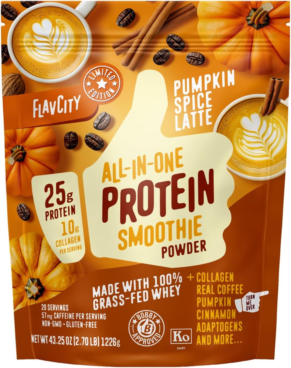 FlavCity Grass Fed Whey Protein Powder - Pumpkin Spice Delight