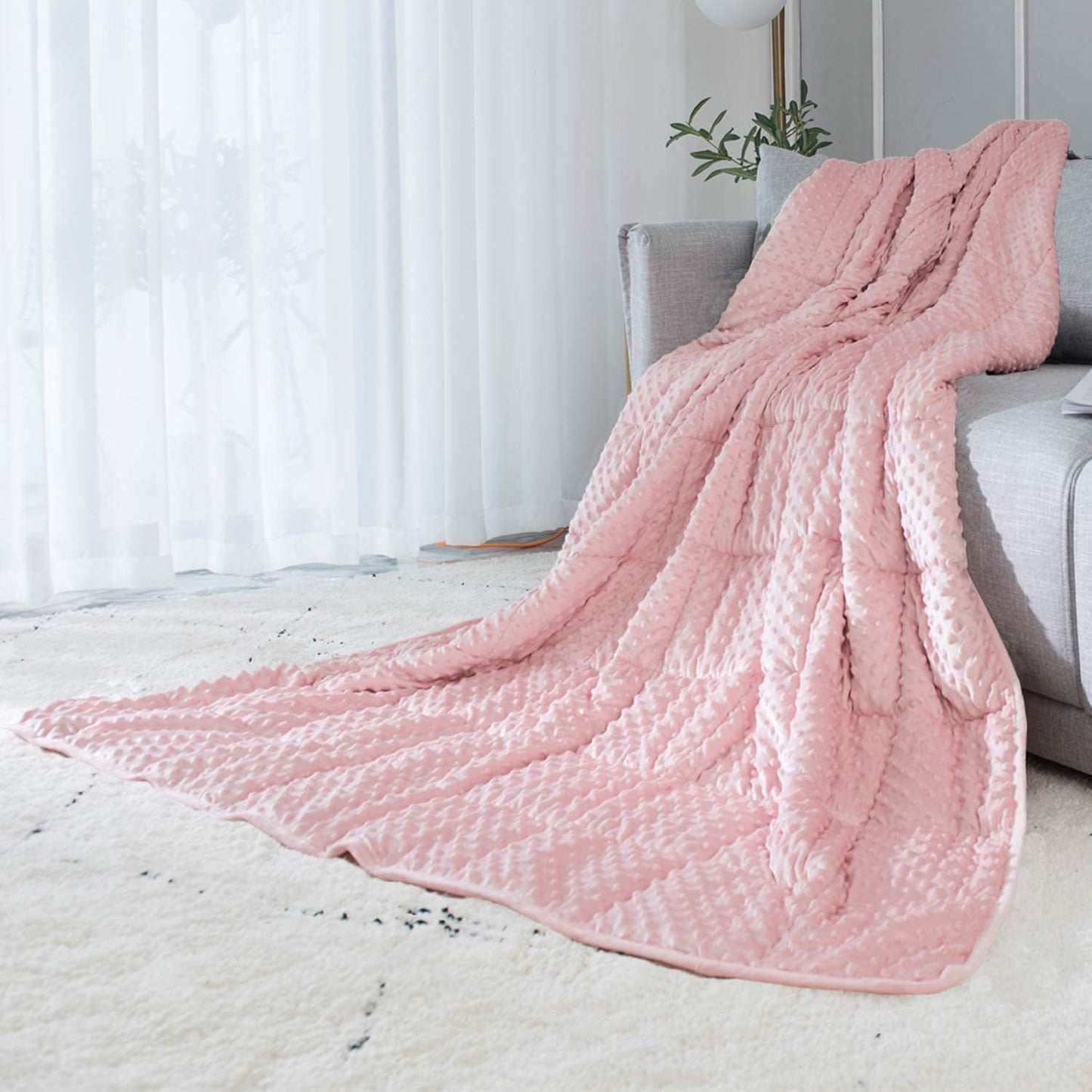 Reversible Weighted Blanket for All Seasons, 10Lb Pink Velvet