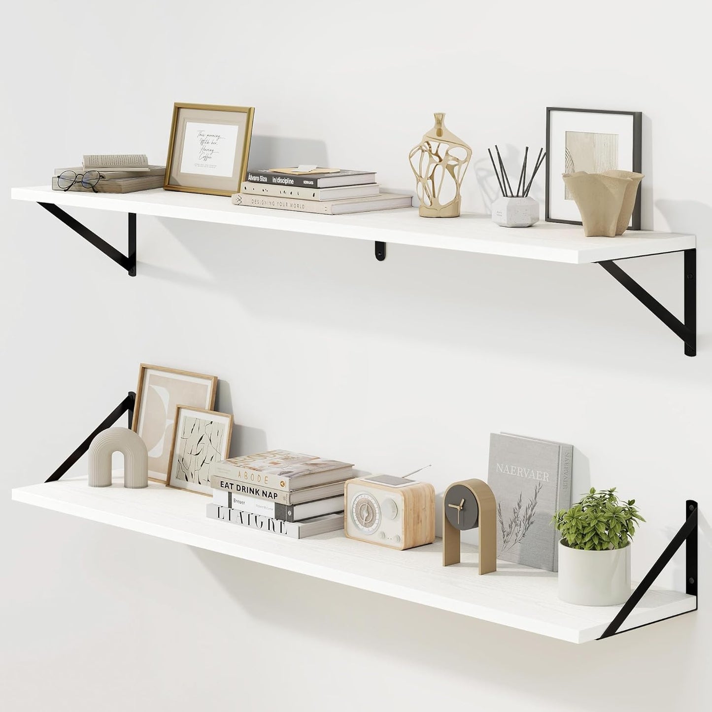 Fun Memories Deep Floating Shelves for Wall, 48W x 8D Set of 2