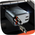 LISEN Retractable Car Charger 69W USB C Car Adapter - Compact 4 in 1