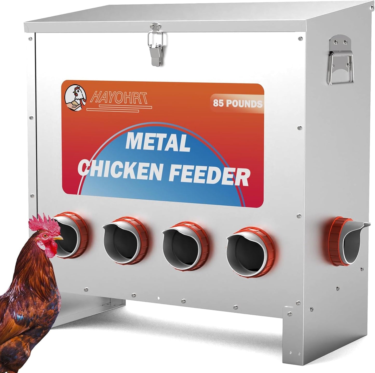 Automatic Chicken Feeder with 6 Ports for Poultry Coop Use