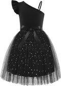 Summer tulle dress for girls featuring one shoulder ruffle design