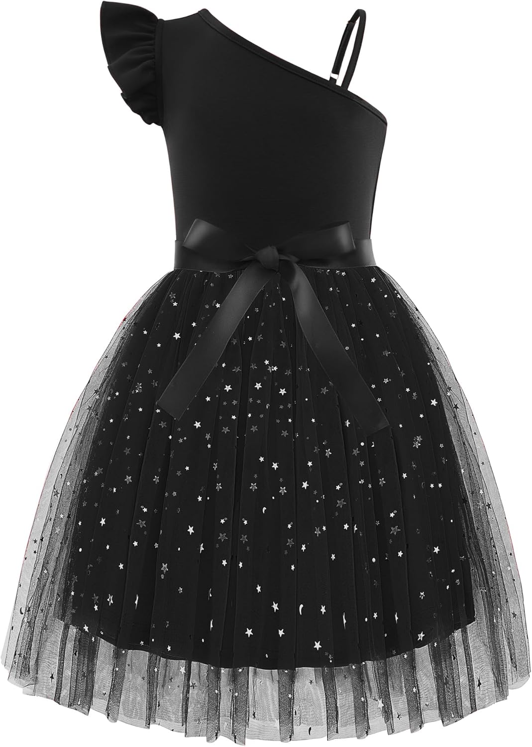 Arshiner Girls Dresses Summer One Shoulder Ruffle Tulle Dress