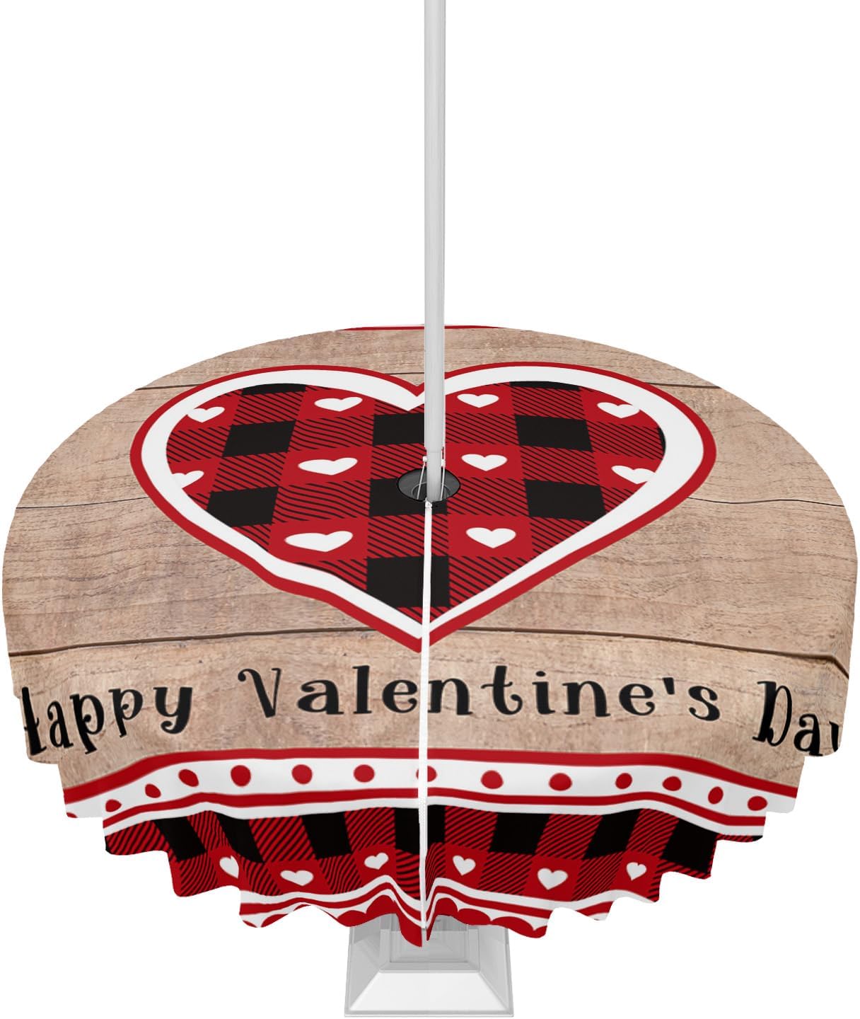 Vintage Heart Print Waterproof Round Tablecloth