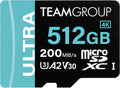 TEAMGROUP A2 Ultra 512GB Micro SDXC Card - Fast Transfer for 4K