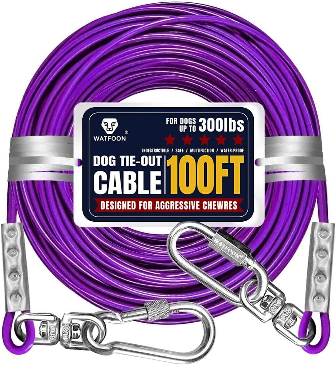 Tie Out Cable for Large Dog, 100ft Heavy Duty Pet Runner
